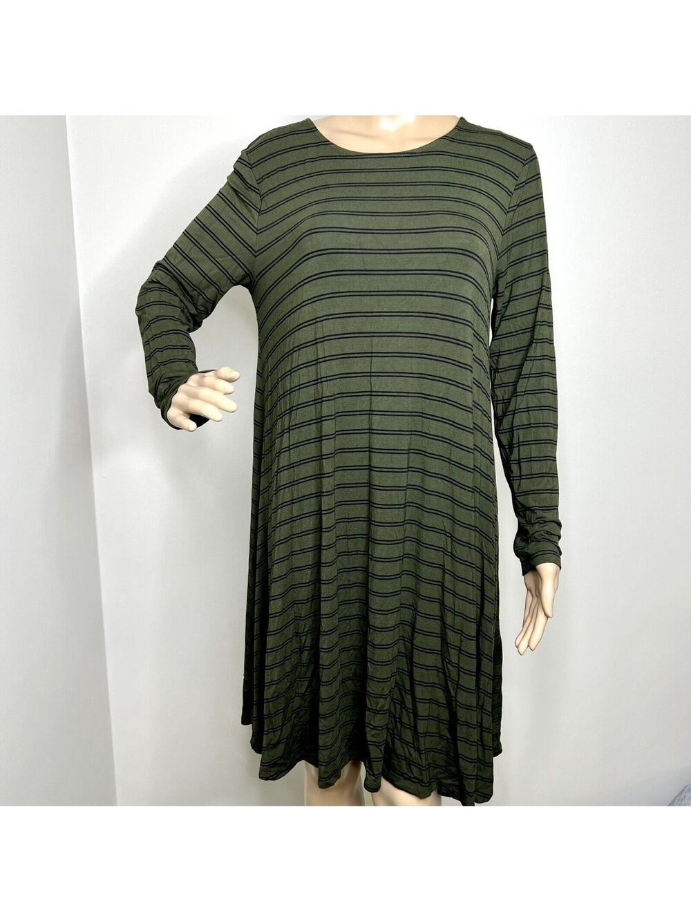 Old Navy Green Striped Long Sleeve Dress